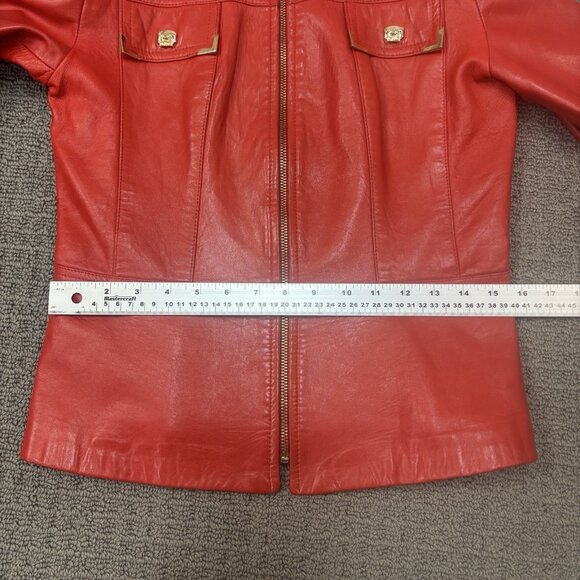 Vintage St Johns Jacket XS Smooth Red Leather Short Fitted Zip Up Distressed - Picture 4 of 14
